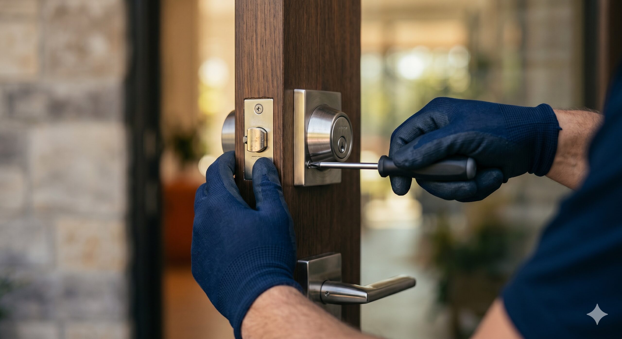 Toronto locksmith installing a home deadbolt